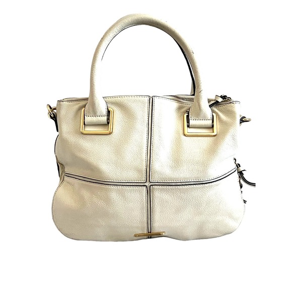 Vince Camuto Beige Leather Expandable Tote Purse - Picture 4 of 12